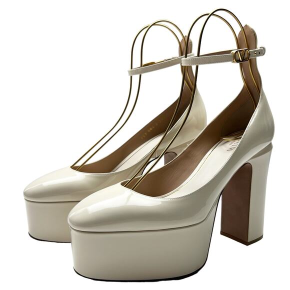 VALENTINO GARAVANI Tan-Go Platform Patent Leather Pump EU 39.5 US 9.5 High Heels - Picture 4 of 15